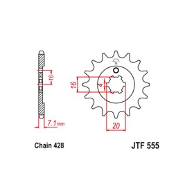 Звезда ведущая JT sprockets JTF555-14, цепь 428, 14 зубьев