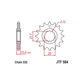 Звезда ведущая JT sprockets JTF584-16, цепь 532, 16 зубьев