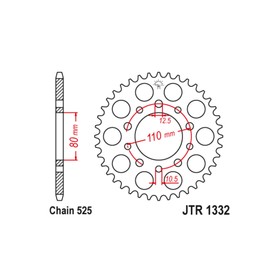 Звезда ведомая JT sprockets JTR1332-37, цепь 525, 37 зубьев 3264030