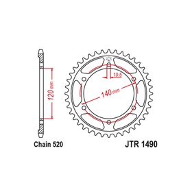 Звезда ведомая JT sprockets JTR1490-45, цепь 520, 45 зубьев