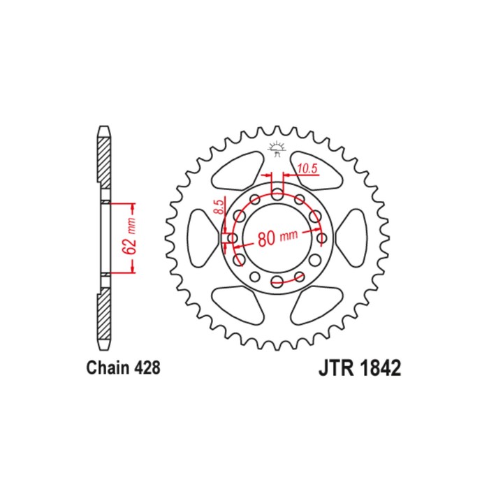 Звезда ведомая JT sprockets JTR1842-50, цепь 428, 50 зубьев