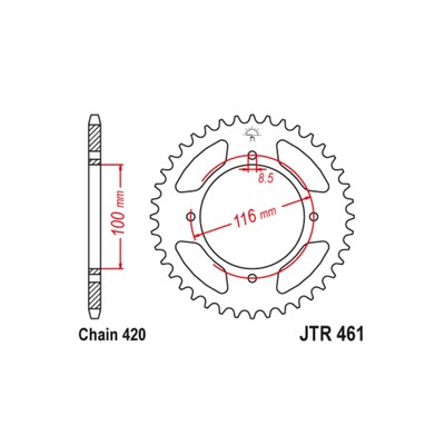 Звезда ведомая JT sprockets JTR461-49, цепь 420, 49 зубьев