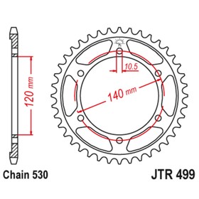 Звезда ведомая JT sprockets JTR499-40, цепь 530, 40 зубьев