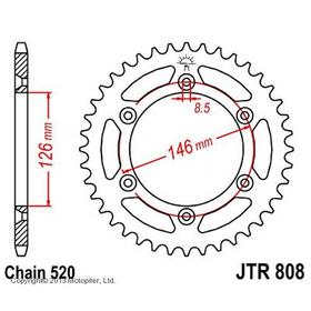 Звезда ведомая JT sprockets JTR808-46, цепь 520, 46 зубьев