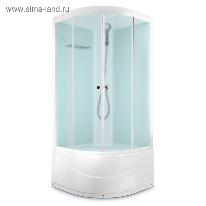 Душевая кабина DOMANI-SPA Light 110 high, белая стеклянная задняя панель, сатин, без электрики - Фото 1