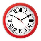 Часы настенные "Классика", римские цифры, красный обод, 28х28 см - фото 320538007