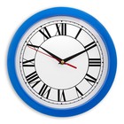 Часы настенные "Классика", римские цифры, синий обод, 28х28 см - фото 11484100