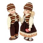 Кукла коллекционная керамика "Ребята в коричневом джинсовом костюме" набор 2 штуки - Фото 3