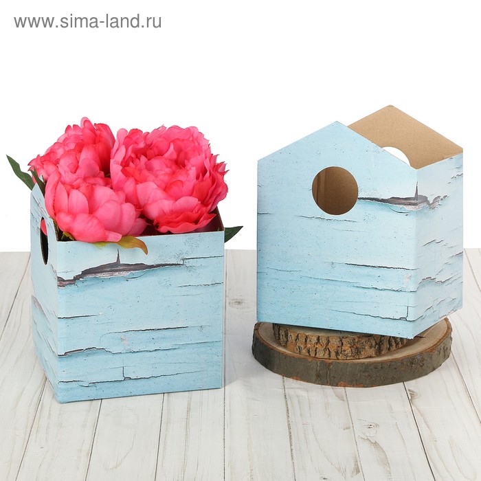 Коробка–домик для цветов складная «Шебби», 15 х 19 см - Фото 1