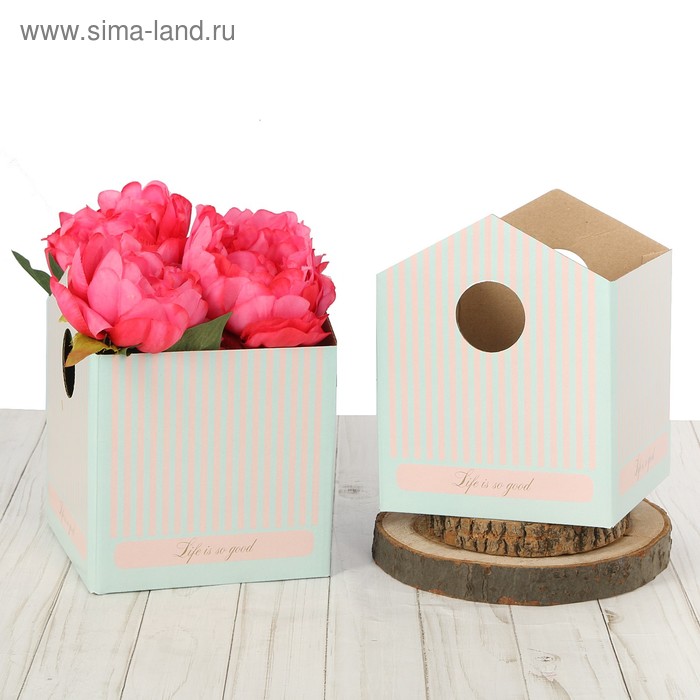 Коробка–домик для цветов складная «Французский дом», 15 х 19 см - Фото 1
