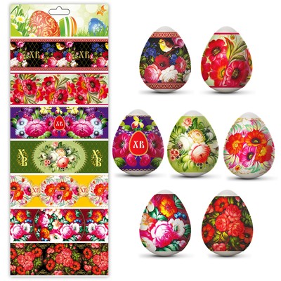 Пасхальная термоусадочная плёнка "Жостовская роспись" на 7 яиц