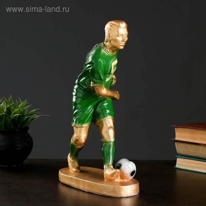 Фигура "Футболист №5" бронза с зелёным, 35см - Фото 1