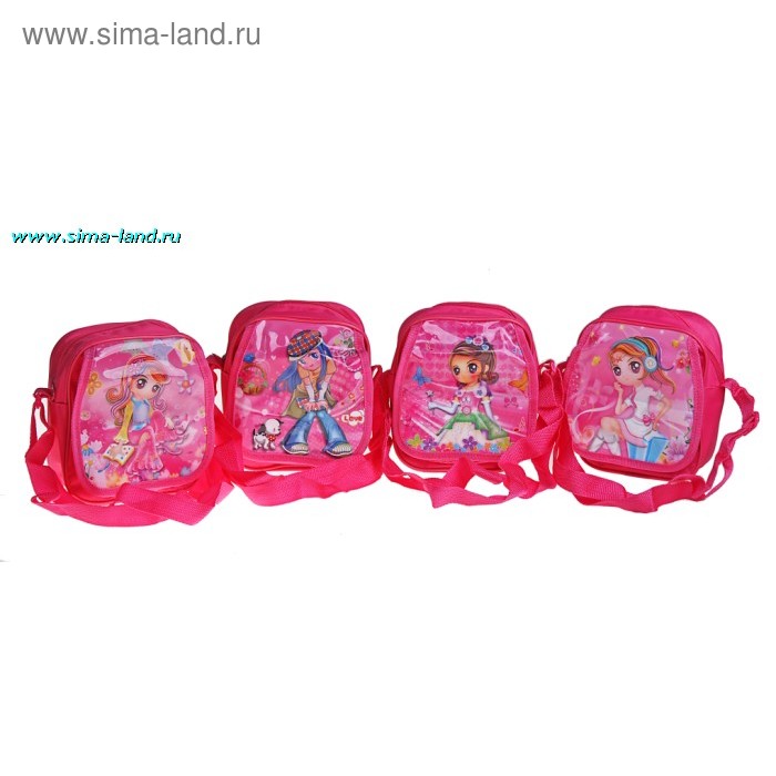 Сумочка для девочек. розовая с карманом, на регулируемом ремне - Фото 1