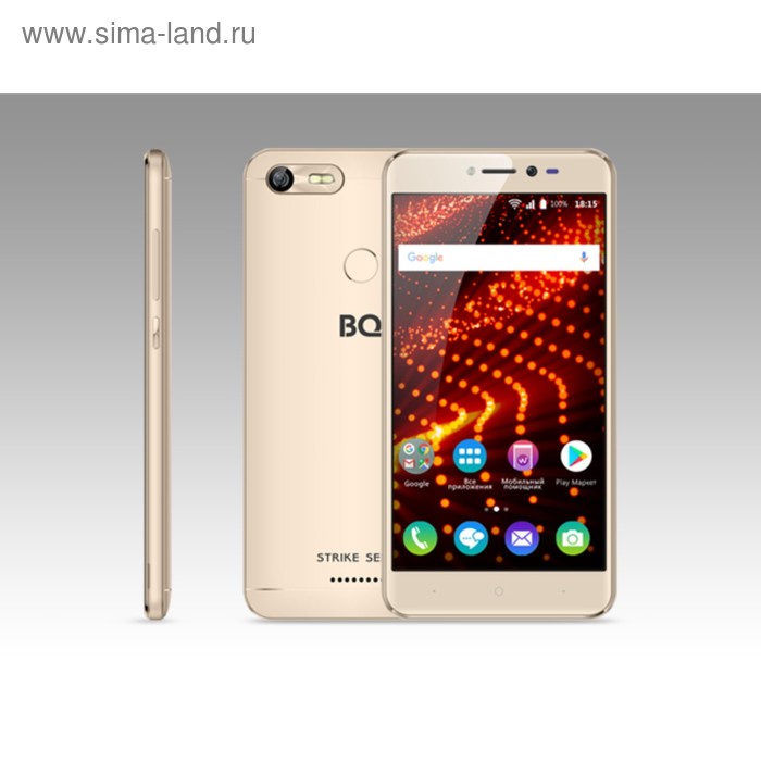 Смартфон BQ S-5204 Strike Selfie Gold 5,2"IPS,1280*720, 8Gb,1GbRAM,16Mp+13Mp - Фото 1