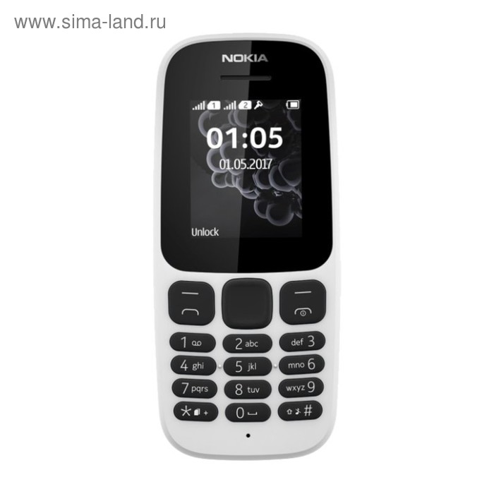 Сотовый телефон Nokia 105 SS White TA-1010 - Фото 1