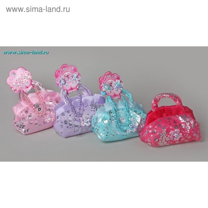 Набор для девочек "Модница" (сумочка, 2 резинки, бусы) - Фото 1