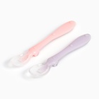 Ложка детская силиконовая для прикорма Крошка Я «Милые зверята», набор 2 шт., розовый/фиолетовый - Фото 2