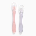 Ложка детская силиконовая для прикорма Крошка Я «Милые зверята», набор 2 шт., розовый/фиолетовый - Фото 3