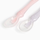 Ложка детская силиконовая для прикорма Крошка Я «Милые зверята», набор 2 шт., розовый/фиолетовый - Фото 4