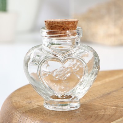 Баночка стеклянная для специй с пробковой крышкой «Парфе. Сердце», 50 мл, 6×4×7 см