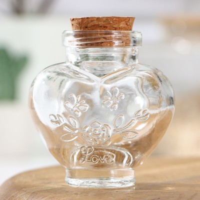 Баночка стеклянная для специй с пробковой крышкой «Парфе. Сердце», 50 мл, 6×4×7 см