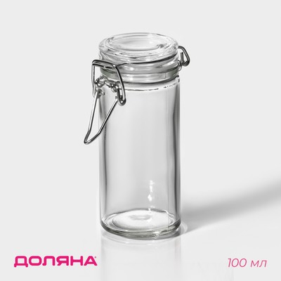 Банка для сыпучих продуктов Доляна «Галерея», 100 мл, 6.5×10.6 см, с бугельным замком, стекло