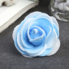 Декор для творчества "Бело-голубая роза с блестками" 7х7 см - Фото 1