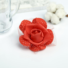 Декор для творчества "Красная роза с сеткой" 8х9 см - Фото 1