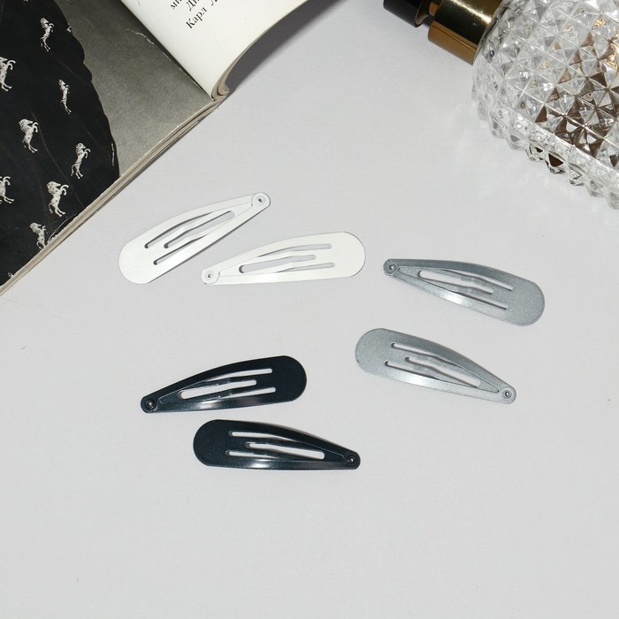 Заколки для волос «Провижн», 5 см, набор 6 шт., чёрно-белые - Фото 1