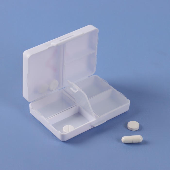 Таблетница «Быстрая аптечка», 9 × 6 × 2,5 см, 7 секций, цвет белый - фото 1911280822