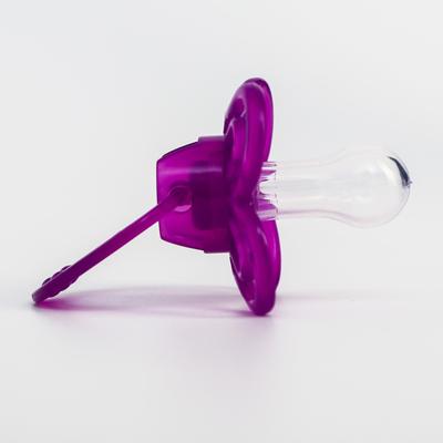 Соска - пустышка силиконовая классическая Крошка Я «Бабочка», от 6 мес., с колпачком, фиолетовый