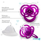 Соска - пустышка силиконовая ортодонтическая Крошка Я «Бантик», от 6 мес., с колпачком, фиолетовый - Фото 2