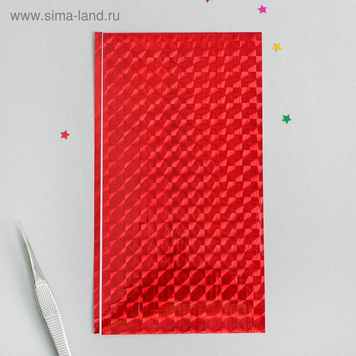 Лента клеевая для декора «Голография», 30 полосок на листе, 12,5 см, цвет красный - Фото 1