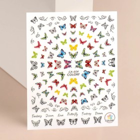 Наклейки для ногтей «Бабочки», разноцветные