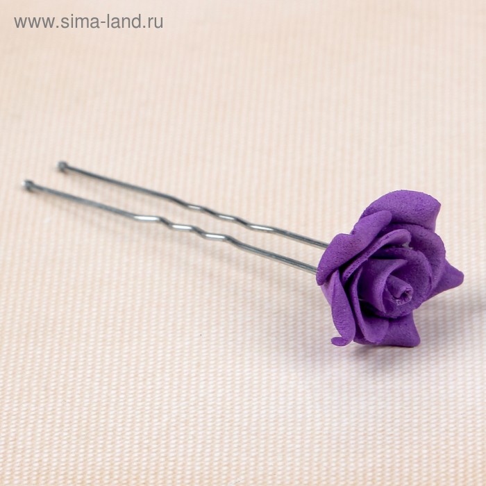 Набор цветков на шпильке "Розочка", 10 шт, фиолетовый - Фото 1