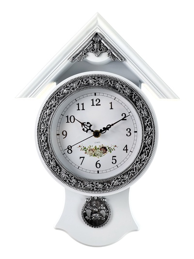 Часы настенные интерьерные «Белый домик», серия: Маятник, дискретный ход, 40×29 см, d=16 см