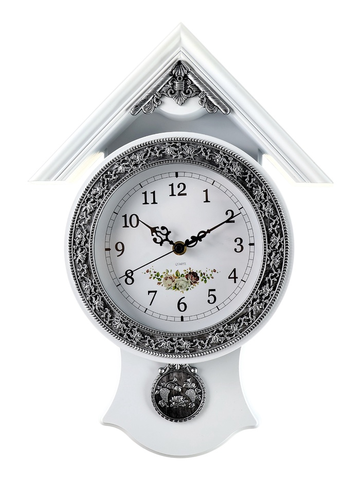 Часы настенные интерьерные «Белый домик», серия: Маятник, дискретный ход, 40×29 см, d=16 см - Фото 1