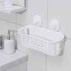 Держатель для ванных принадлежностей на вакуммных присосках, 30×11×9 см, цвет белый - Фото 2