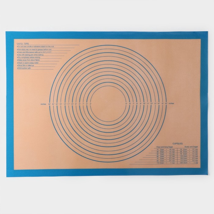 Армированный коврик с разметкой, силикон, 71×50,5 см, цвет синий - Фото 1