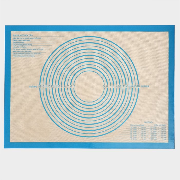 Армированный коврик с разметкой, силикон, 71×50,5 см, цвет синий - фото 1889248330