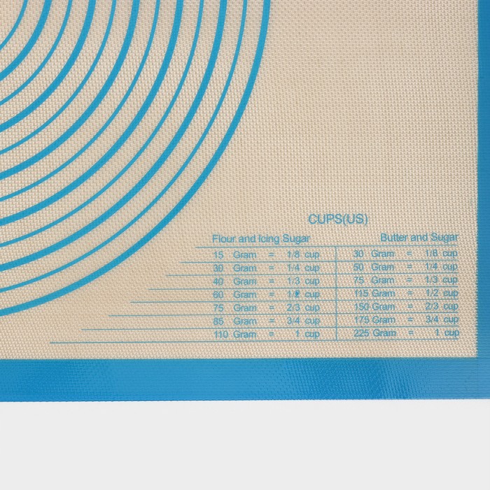 Армированный коврик с разметкой, силикон, 71×50,5 см, цвет синий - фото 1889248331