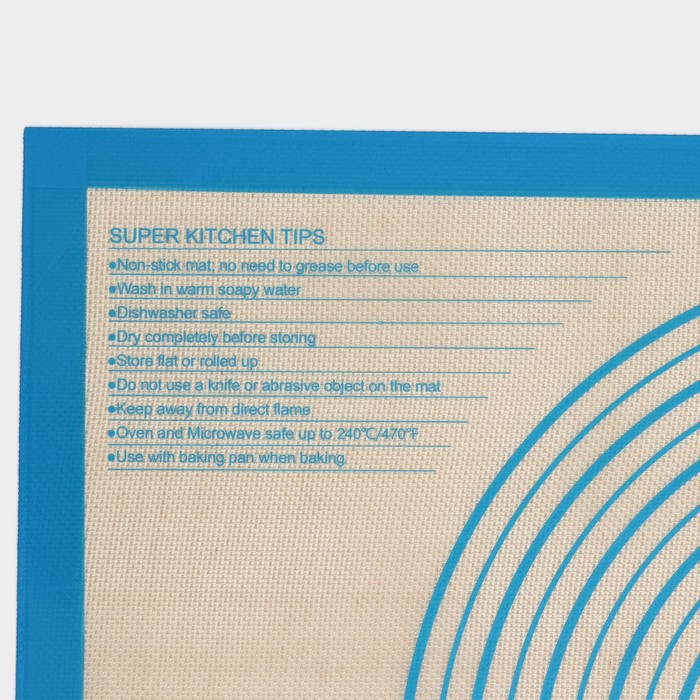 Армированный коврик с разметкой, силикон, 71×50,5 см, цвет синий - фото 1889248332