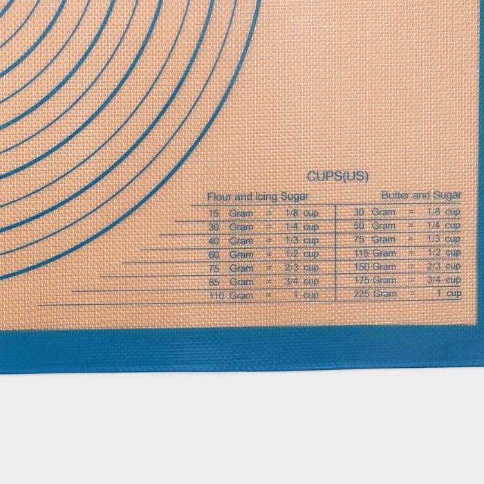 Армированный коврик с разметкой, силикон, 71×50,5 см, цвет синий - фото 1908359175