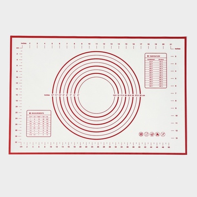 Коврик для выпечки и раскатки теста с разметкой, армированный, силикон, 40×60 см, белый