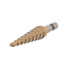 Сверло ступенчатое ТУНДРА, HSS, TiN, шестигранный хвостовик, 4-12 мм - Фото 1