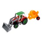 Трактор инерционный «Строитель», с бетономешалкой, МИКС, в пакете - фото 24634135