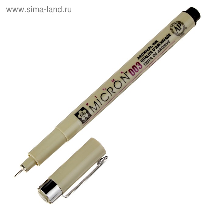 Ручка капиллярная для черчения Sakura Pigma Micron 003 линер 0.15 мм, черный - Фото 1
