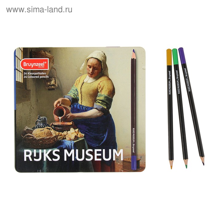 Набор художественных карандашей, цветные Bruynzeel-sakura "Молочница" Вермеер 24 шт. в металлической коробке - Фото 1