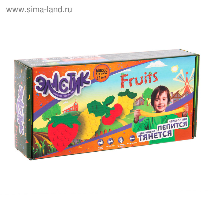 Набор пластилина  "Эластик "Fruit" 3 цв, формочки, книжка, 360 г PE0423