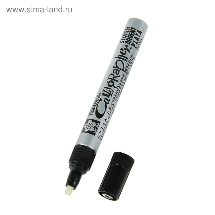 Маркер для каллиграфии Sakura Pen-Touch Calligrapher, 5.0 мм, спиртовая основа, серебряный - Фото 1